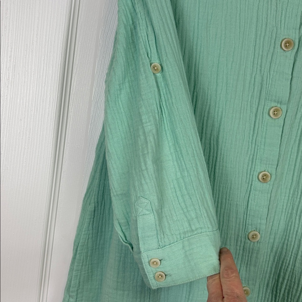 NWT J. Jill cotton gauze cool aqua midi shirtdress sz xs - Picture 8 of 12
